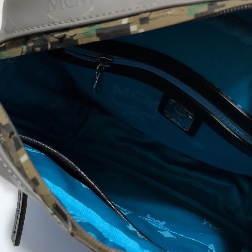 Authentic MCM Camouflage and Blue Messenger Bag